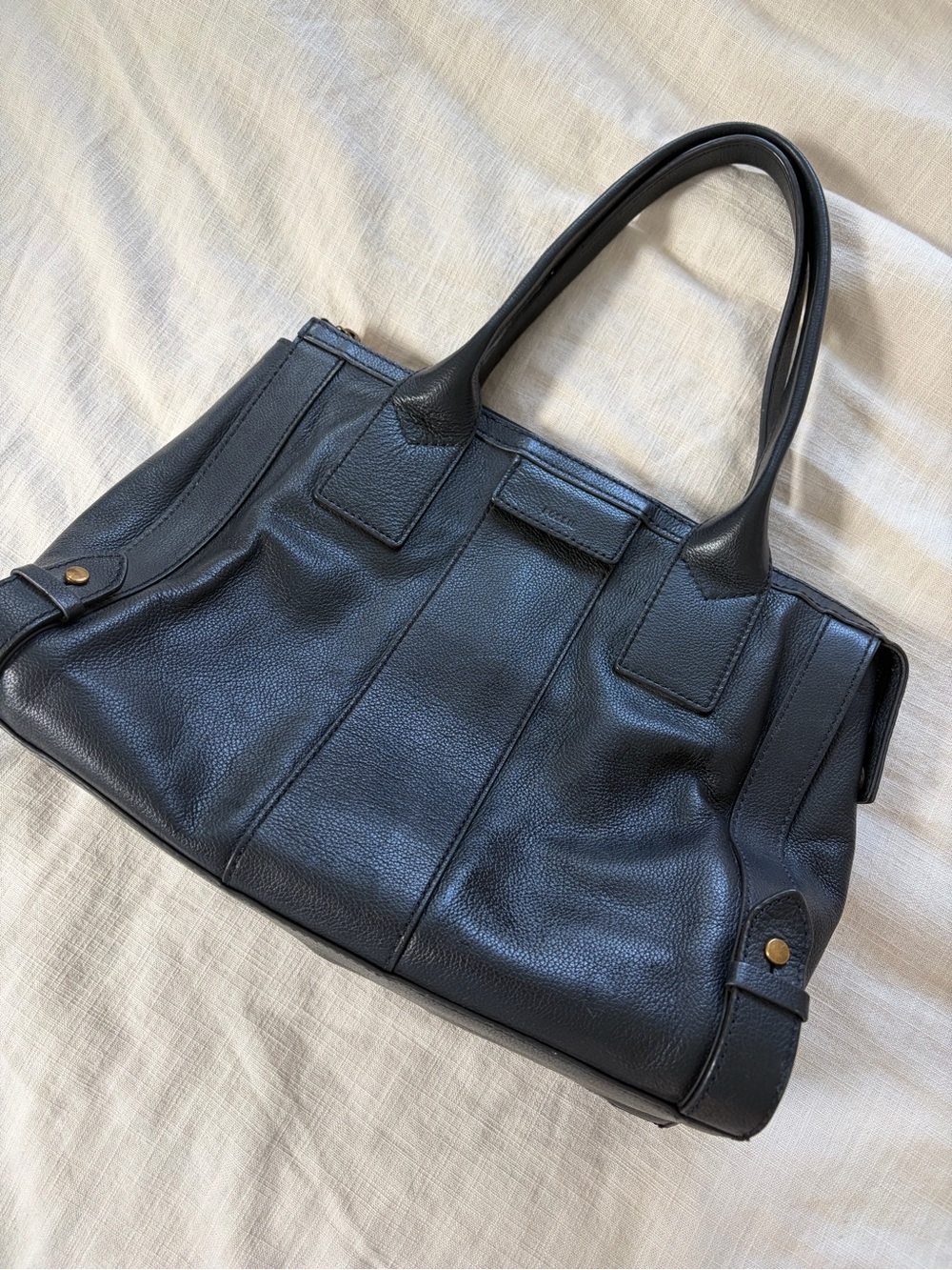 Black Leather Fossil Tote Bag